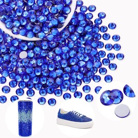 400PCS SS30/6mm Crystal Rhinestones (Blue/Sapphire), Bedazzling Flatback Glass Rhinestones for Crafting DIY Nail Art Makeup Decoration, Gems Diomand Charms for Tumbler Shoes Clothing Mug