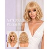 Gold Bob Wigs with Bangs 12 Inch Short Wavy Wig