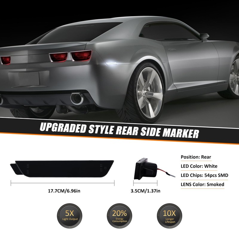 D-Lumina LED Rear Side Marker Lights Smoked Lens for Chevy