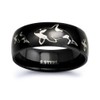 Black Plated Stainless Steel Ring with Engraved Orca Killer Whale