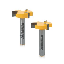 POWERTEC Slab Flattening Router Bit, CNC and Surfacing Router Bit 1/4 Shank, 1" Diameter, 1/4" Cutting Depth, Router Planer Bit - Perfect for Spoilboard Surfacing, Wood Milling Planing - 2PK, 73057-P2