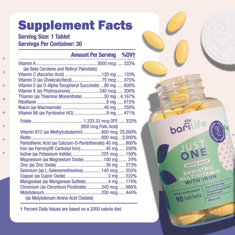 Just One - Once Daily Bariatric Multivitamin with Iron, 90