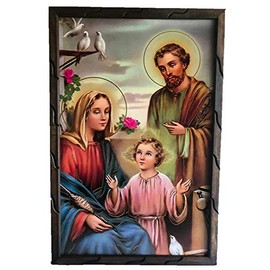36"x24" Sagrada Familia Imagen en Cuadro Madera Rústica para Colgar #18713 Hecho En Mexico