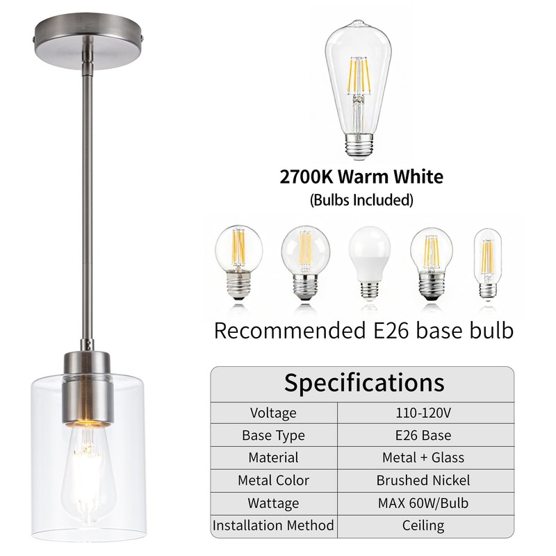 MAYNA 1-Pack Brushed Nickel Ceiling Light Fixture, Simple Silver Mini