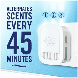 Febreze 3Volution Plug In Air Freshener Starter Kit + 4 Refills, Odour Fighter & Bathroom Air Freshener, Lily Breeze, Plug In Air Freshener Refills 3Volution