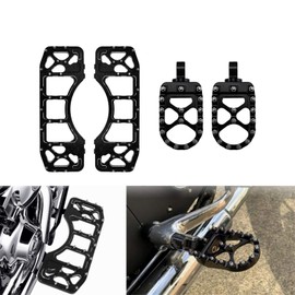 HDBUBALUS Motorcycle Floorboards Passenger Driver Footboards Wide Foot Pegs Board Pedal Kit Fit for Harley Softail Touring Electra Road Street Glide Road King Ultra Limited Trike 2 Pairs