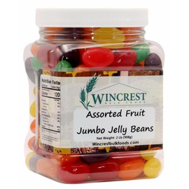 WinCrest Jumbo Jelly Beans || Gummy Candy - 2 Lb Tub (Assorted Fruit)