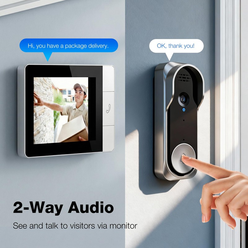 KEPEAK Doorbell Camera Wireless, Video Door Bell Battery with Monitor