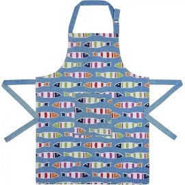 Peking Handicraft Picket Fish Apron, 30-inch Length, Cotton, Kitchen Accessories