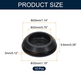 uxcell 10pcs Hole Plug 1-1/8 Inch (29mm) Button Plugs Fit for 25mm Hole, Snap in Locking Hole Tube Plug Silicone Tube Waterproof Plug Tube Plug, Black