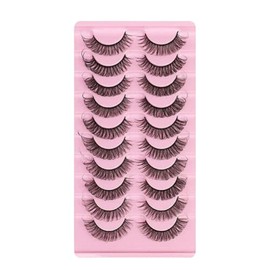 10Pairs Russian Style Strip Lashes D Curl Mink False Eyelashes Full Curled，Full, Wispy, 3D Glam Lashes, Handmade & Reusable
