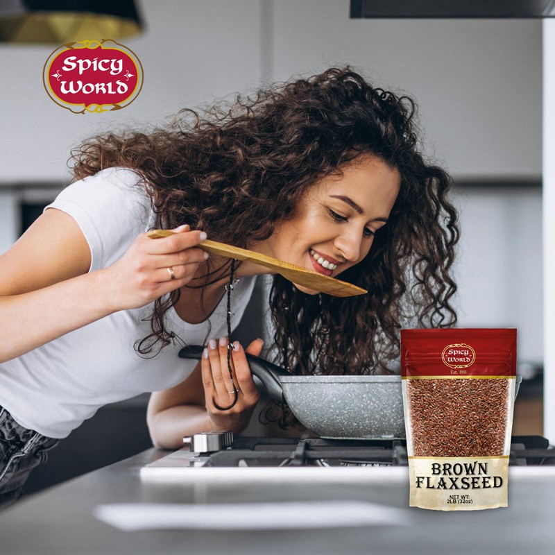 Spicy World Brown Flaxseed 2 LB Bag - Non-GMO, Whole,