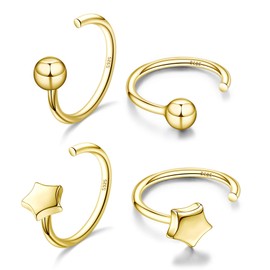 CHIC ARTSY 925 Sterling Silver Half Hoop Earrings for Women Earrings Girls Earrings Open Hoop Earrings Minimalist Huggie Earrings Small Huggy Earrings for Women Hypoallergenic, Sterling Silver, No