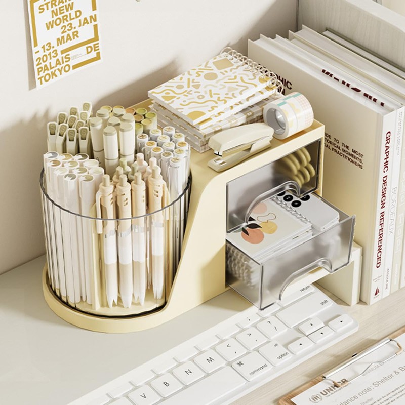 WITERY Desktop Organiser with 360 Rotating Pen Holder and 2