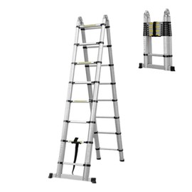16.4ft Telescoping Ladder (2.5M+2.5M ) A Frame Ladder Collapsible Ladder Adjustable Ladder for Home Daily Use,Aluminum ，Max Load 330lbs