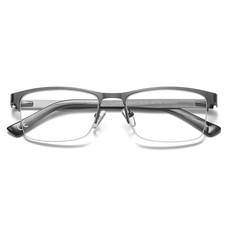 EYECEDAR 5-Pack Reading Glasses for Men Rectangular Metal Half-Frame Spring