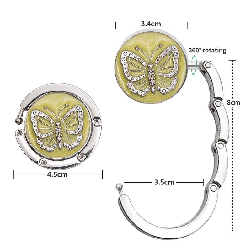 iwobi 3 Pcs Folding Handbag Table Hanger,Butterfly Design Bag Hanger