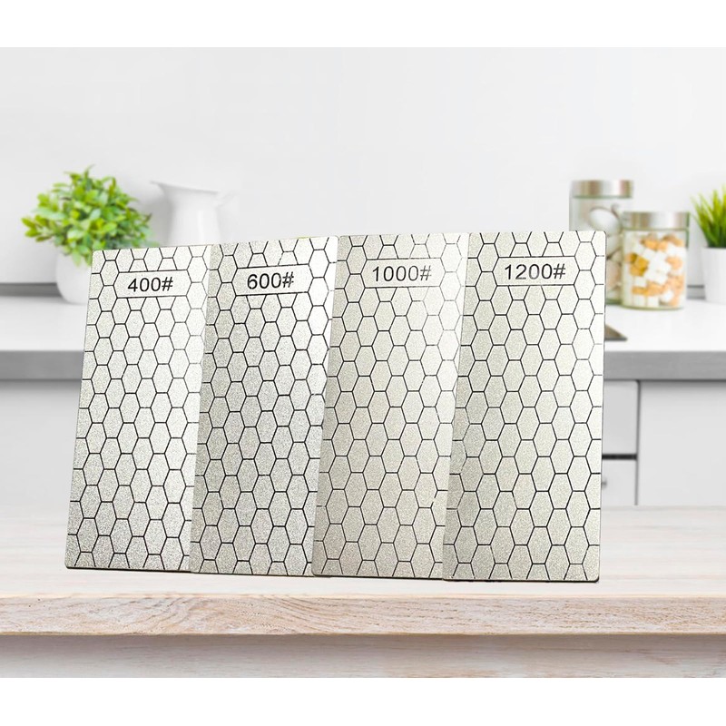 YJZ 4Pcs Diamond Sharpening Stones,Ultra-Thin Single Side Honeycomb Diamond Plate