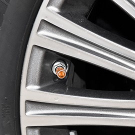 ToBeQueen Bling Car Tire Valve Caps, 4 Pack Handmade Crystal Rhinestone Diamond Tire Caps Universal Dustproof Accessories for Car/SUV/Motorcycle/Bike (Orange)