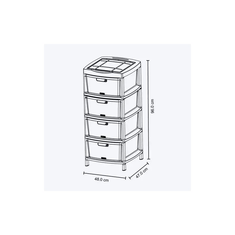 QHogar Cajonera Fique De 4 Gavetas Con Tapa Para Organización