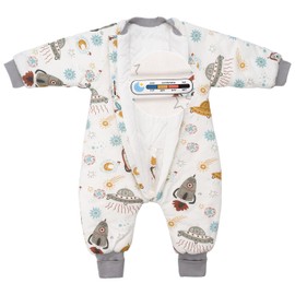 ZIGJOY 2.5 Tog Baby Sleeping Bag with Legs & Long Arms Sleeves Winter Sleep Suit with Feet Toddler Sleep Sack 100% Cotton Wearable Blanket with Foldable Foot Covers for 24-36 Months Boy Girl