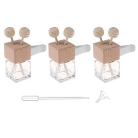 3 Pcs Car Air Freshener Vent Clip Essential Oil Diffuser Vent Clip Empty Glass Bottle With Clip Car Air Vent Fragrance Aromatherapy Scented Diffuser Bottle Auto Ornament Decors (Square)