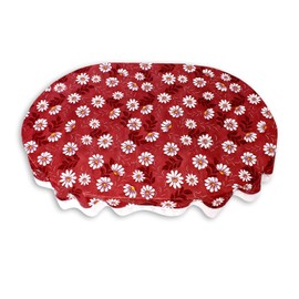 CASA-NEST Thick PVC Printed Dining Table Cover,4-6 Seater Size-54-78 Oval Waterproof Easy to Clean, Multi Color 7954