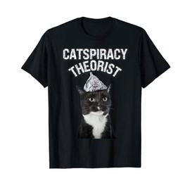 Catspiracy Theorist Funny Tinfoil Hat Cat Conspiracy Theory T-Shirt