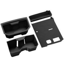 FUJIYOUPIN Silicone Organizer Tray for Tacoma 2024 2025, Custom Fit Gen 4th Tacoma Accessories, Non-Slip Interior Liner in Middle Console and Rear Armrest Cup Holder Silicone Rubber 4PCS