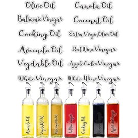 Mintitude Etiquetas Modernas para Botellas de Aceite Y Vinagre, Juego de Etiquetas Minimalistas Impermeables para Recipientes de Cocina (Paquete de 12, Negras)
