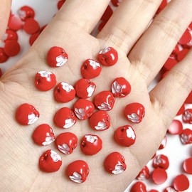 50 Pcs Apple Nail Art Charms 3D Resin Charms Flatback Nail Design Cute Red Apple Fruit Nail Charms for Acrylic Nails Decoration Accessories DIY Manicure Gap Apple Nail Jewelry Supply
