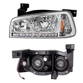 AKKON - For 2006-2010 Dodge Charger Chrome 1 Piece DRL LED Headlights w/Corner Turn Signal Lamps Left + Right Pair
