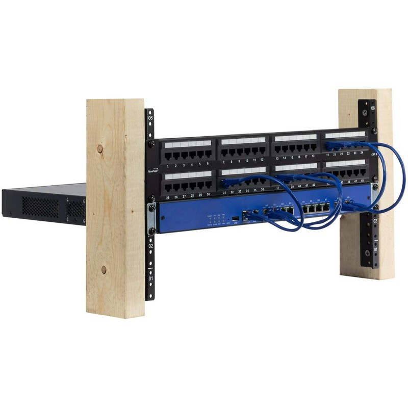 NavePoint 14U Vertical Rack Rail Pair DIY Kit with Hardware,