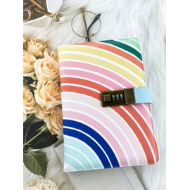 Diary with Lock Journal for Women 240 Pages Lock Journal with Combination lock A5 Password Notebook Refillable Leather Journal for Writing Locked Journals,Rainbow