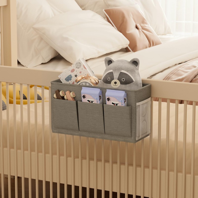Edudif Dual-purpose Bedside Caddy Bedside Organizer, Bed Caddy with 6