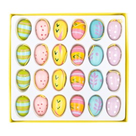 Wooden Eggs for Hanging, 24 Pieces, Approx. 2.5 cm Tall, Assorted Colours Customisable