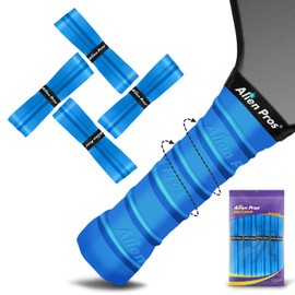 ALIEN PROS Pickleball Overgrip (4-Pack) with Ridges for better Grip control - Precut and Dry Feel Pickleball Grip Tape - Non-slip Pickleball Paddle Grip Tape for High Performance (Ridged Dry, Blue)