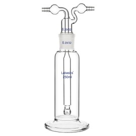 Labasics Drechsel Gas Washing Bottle, 250 ml Borosilicate Glass Gas Bubbler with 29/32 Joint, Porous Spherical Gas Washing Bottle for Laboratory, Durable and Heat Resistant Glass for Gas Purification
