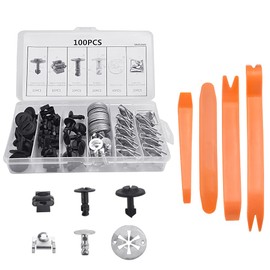 SPEACOUR 100 PCS Car Body Trim Clips Car Retainer Clips Universal Bumper Retainer Clips Push Pin Rivet Plastic Nylon Rivet Trim Clamp with 4 PCS Fastener Remover Plastic Pry Tool for Car Door Bumper