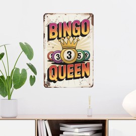 8X12 Inches Bingo Queens Women Poster Wall Plaques For Home Decor Unique Vintage Room Decor For Living Room,Bedroom,Office,And More! Wall Signs Aesthetic For Retro Farmhouse And Gothic Decor