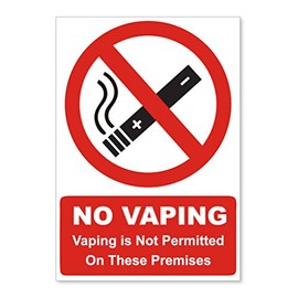 Pack of Two NO VAPING ON THESE PREMISES VINYL STICKER SIGN 165mm by 115mm Each