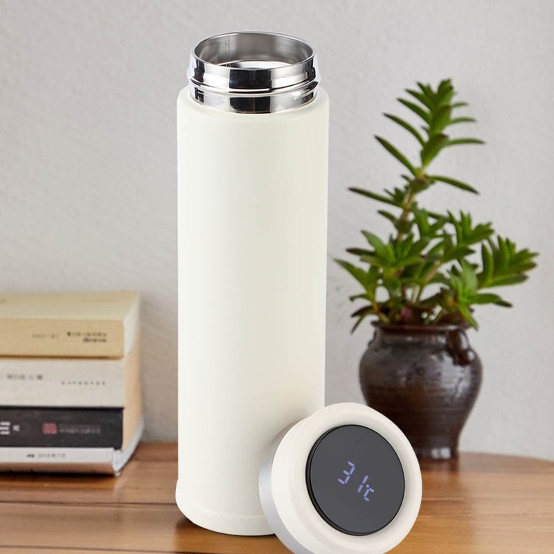 Intelligent TemperatureSensitive Vacuum Cup Mirror Smart TouchScreen Insulation Cup(Creamy White