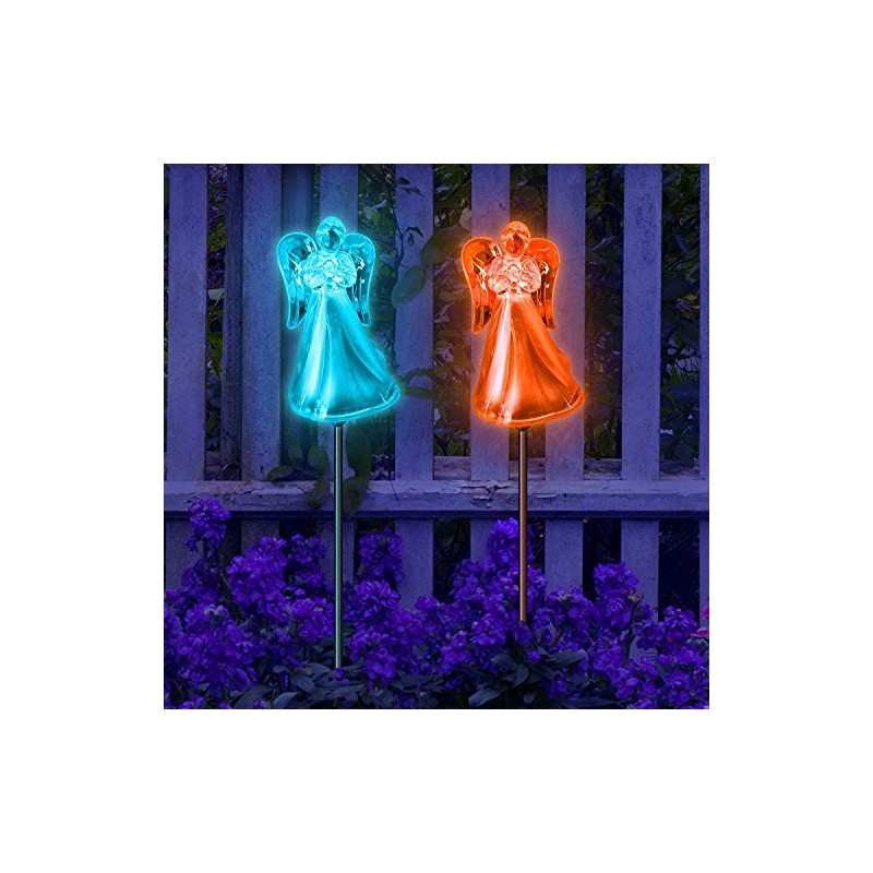 Unido Box Angel with Frosted Skirt Solar Garden Stake Light