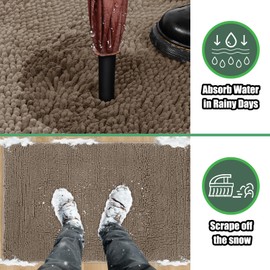IM HOME Chenille Absorbent Outdoor Doormat 60" x 36", Muddy Washable Door Mats for Dog Non Slip Indoor Doormat Front Inside Doormat for Entryway, Mud Dog Paws, Patio Beige
