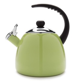 Farberware Dome Tea Kettle, Whistling Teapot, Porcelain Enamel on Carbon Steel, BPA-Free, Rust-Proof, Cool Handle, 3 qt, 12 Cup Capacity, Granny Apple