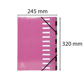 Exacompta - Ref 53928E - Iderama Collection - Harmonika Multipart File - 245 x 320mm in Size, Suitable for A4 Documents, 12 Multicoloured Tabbed Sections - Pink