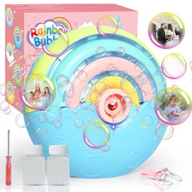 Bubble Machine,Automatic Portable No Spill Silent Design Bubble Machine for Kids,2000+ Bubbles Per Minute with LED Light/2 Bubble Solutions/Lanyard,Bubble Blower Maker Toys for Ages 3+ Boys Girls Gift