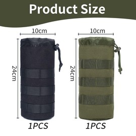 FFDHWU 2 Pieces Tactical Water Bottle Bag, Portable Water Bottle Bag, Adjustable Drawstring Mesh Bag, Outdoor Sports Bag, Suitable For Camping, Hiking, Fishing