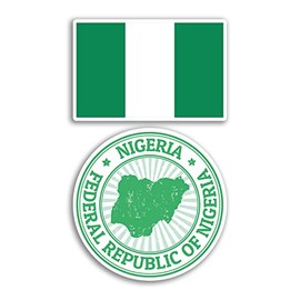 2 x 10cm Wide Nigeria Vinyl Stickers - Nigerian Africa Map Holiday Adventure Travel Country Scrapbooking Gift #78691