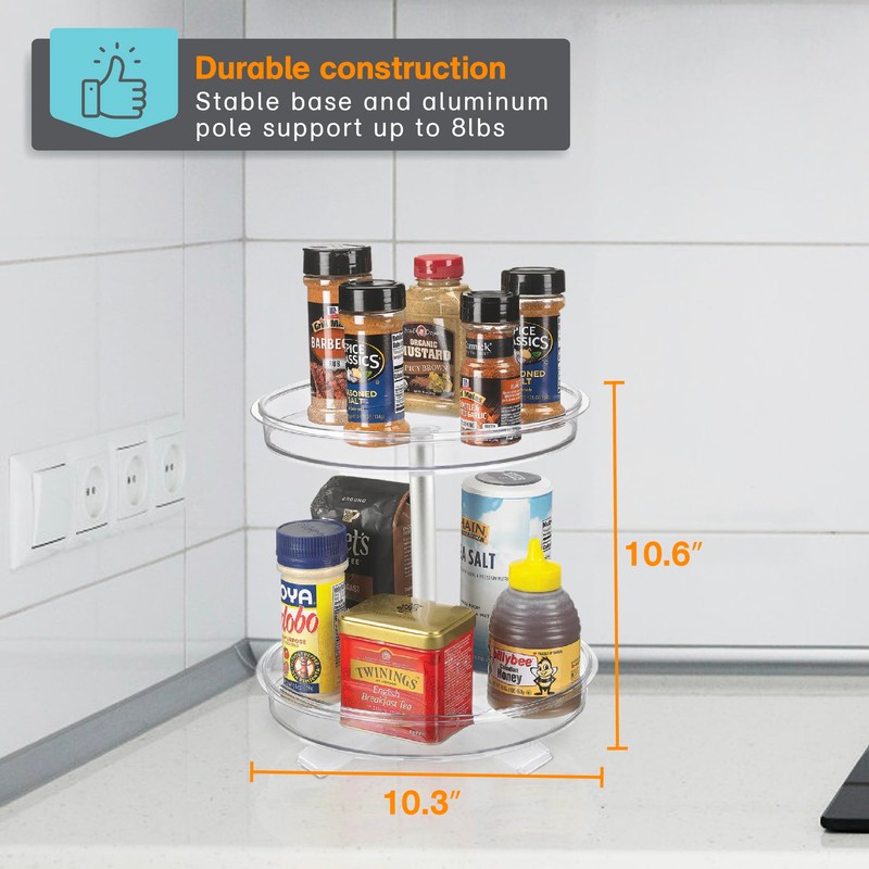 Polder 2-Tier Spinner Caddy, Kitchen and Bathroom Organization and Storage,